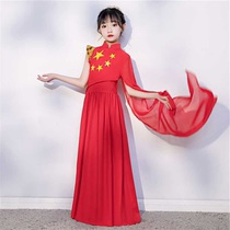 The Chinese childlike innocence in the lights of Wanjiang on the National Day Party girls dance performance costumes white moonlight and cinnabar mole