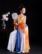 Childrens Dunhuang dance costume cardamom head costume childrens Han and Tang fan dance girls National Day costume umbrella dance