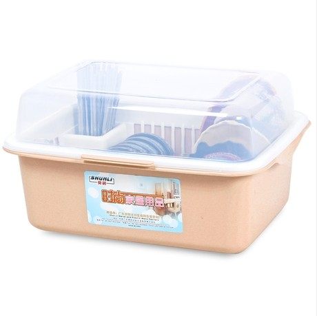 厨房特大带盖碗柜塑料沥水碗架 家用放碗箱碗碟密封箱 碗筷收纳