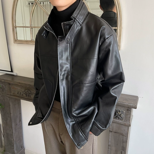 Мужская осенняя полиуретановая куртка для отдыха, оверсайз