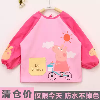 Overcoat Baby girl cotton apron Children's waterproof baby food protector Long-sleeved anti-dressing boys painting clothes