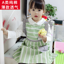 Overcoat summer thin breathable pure cotton baby girls eat anti-dress foreign style children waterproof princess dress summer
