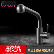 Italian faucet hot and cold kitchen faucet 304 stainless steel washing basin drawing faucet black rotatable