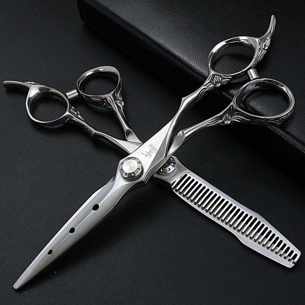 New Japanese matte 440C hair scissors 6 inch hair stylist special hair clipper hair salon scissors scissors set