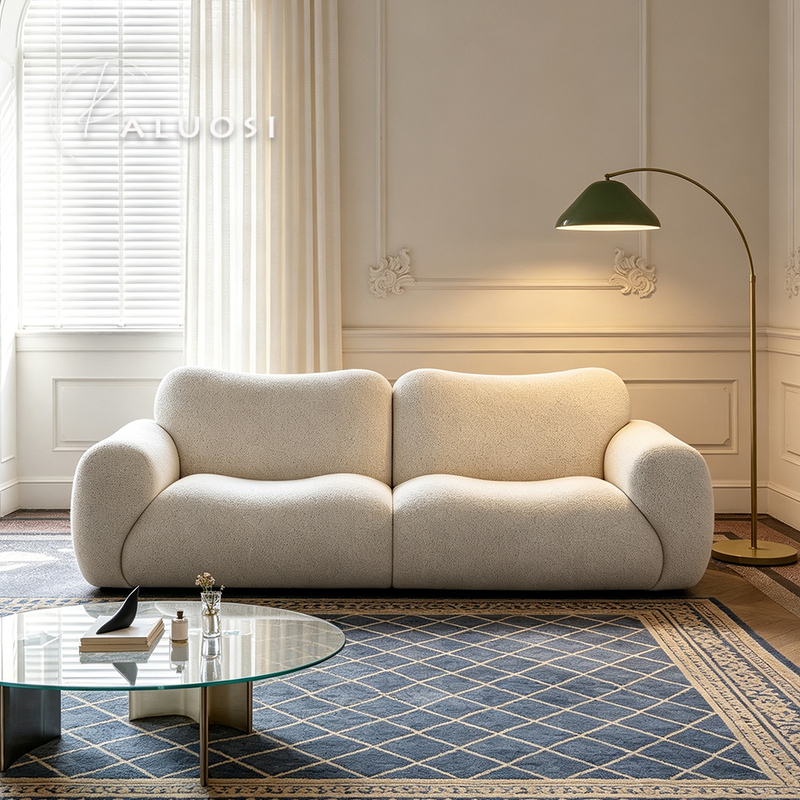Designer Bubble Island Sofa French Cream Style Living Room Straight Row Fabric Sofa Retro Style Modular Combination Sofa