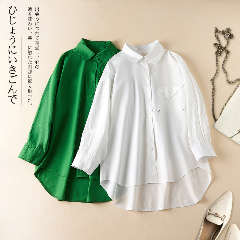 New Autumn Oversized Loose Green Shirt for Women with Design Pockets, Vintage Layered Shirt, Versatile Jacket