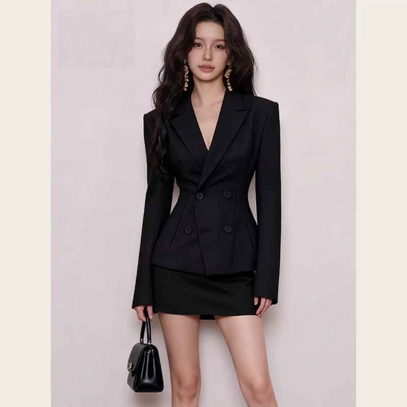 Highly Intelligent, Capable, and Stylish Commuter-Style Suit Set 2026 Autumn New Slim-Fit Blazer and Short Skirt Two-Piece Set