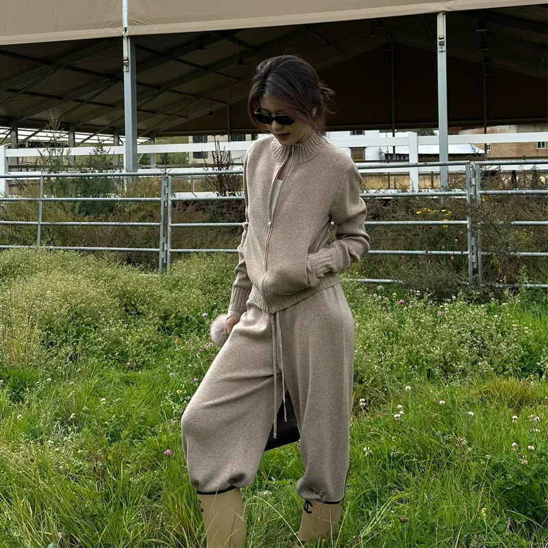 Korean-Style Relaxed Casual Sports Knit Sweater Set 2026 Autumn New Fashion High-End Sweatshirt and Pants Two-Piece Set Korean-Style Relaxed Casual Sports Knit Sweater Set 2026 Autumn New Fashion High-End Sweatshirt and Pants Two-Piece Set