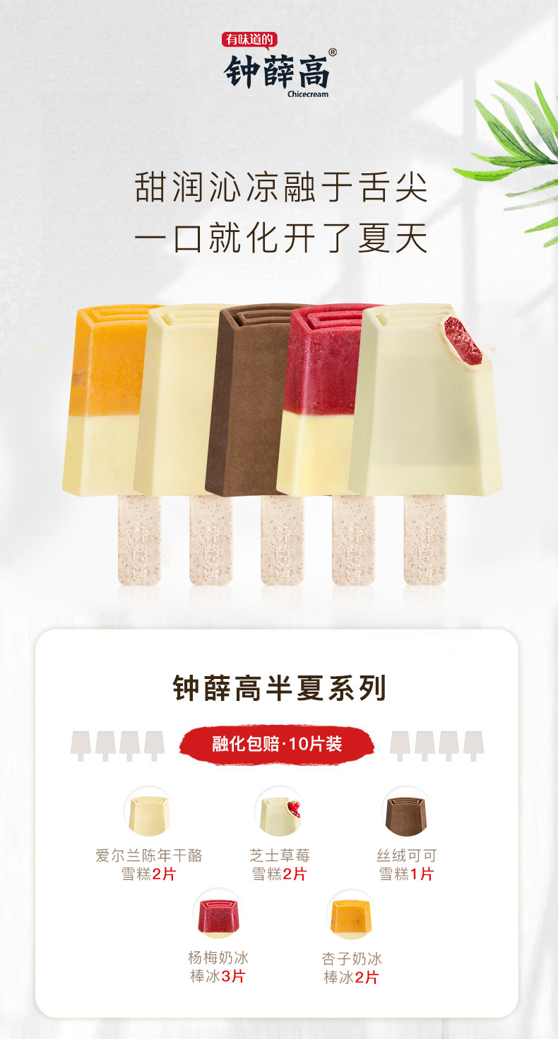 雪糕界顶峰 钟薛高 半夏系列5个口味10片 图1