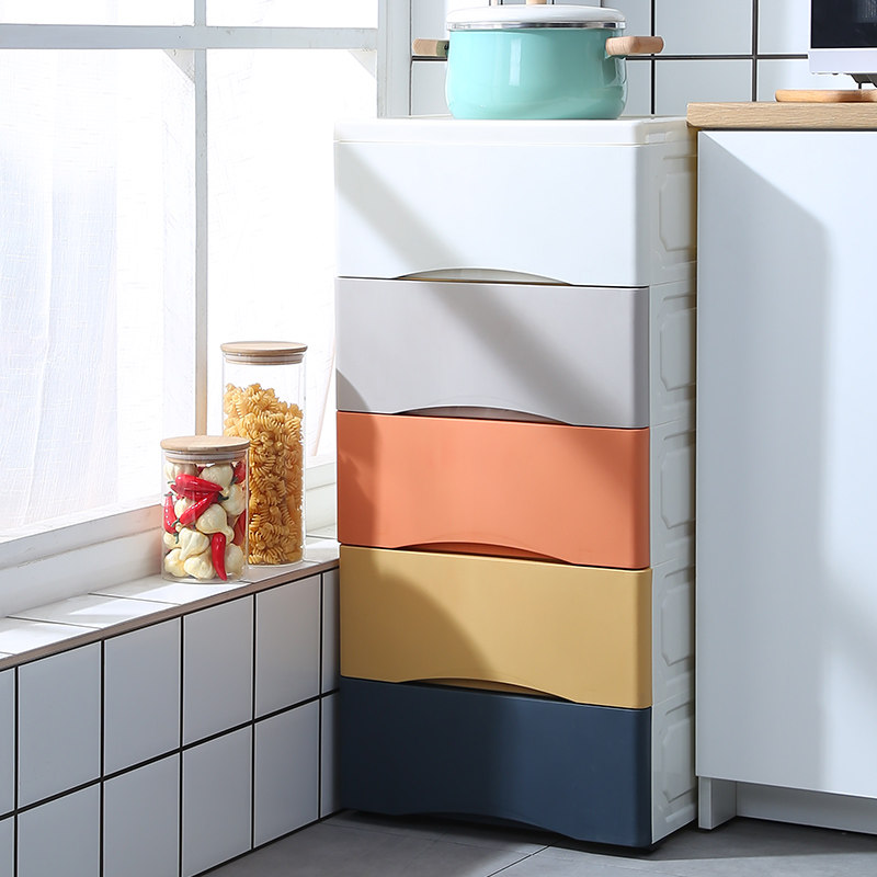 Thickened drawer-containing cabinet containing cabinet multilayer children's baby wardrobe Home plastic finishing case disposal cabinet