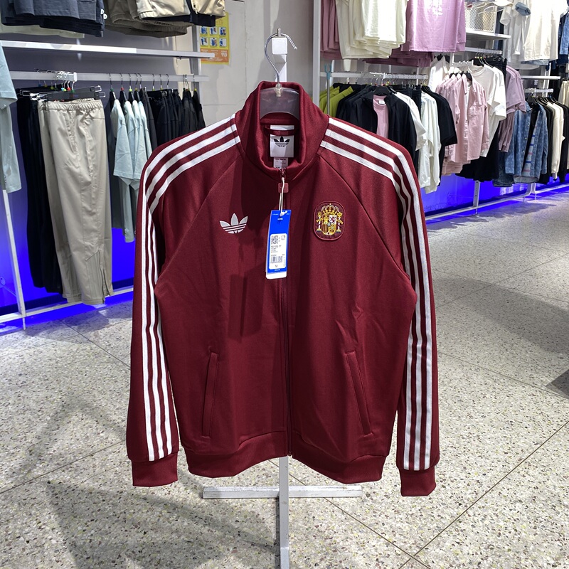 Adidas Adidas Spanish National Team Three-Stripe Fitness Training Stand-Up Collar Long-Sleeve Jacket Jz2254 Adidas Adidas Spanish National Team Three-Stripe Fitness Training Stand-Up Collar Long-Sleeve Jacket Jz2254