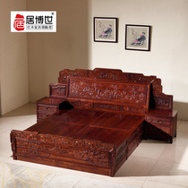 National standard mahogany furniture mahogany bed white sour branch hundred classical Burmese red sour branch solid wood bed 1 8 m double bed