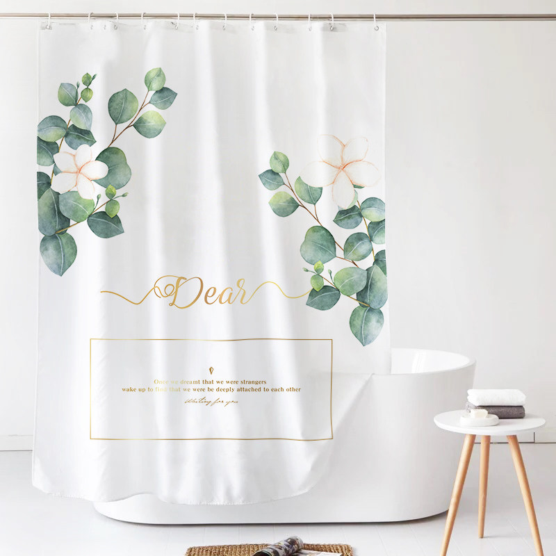 Original bathroom waterproof bathroom curtain-free punching set thickening and not penetrating shading curtain changing room partition curtain anti-mold