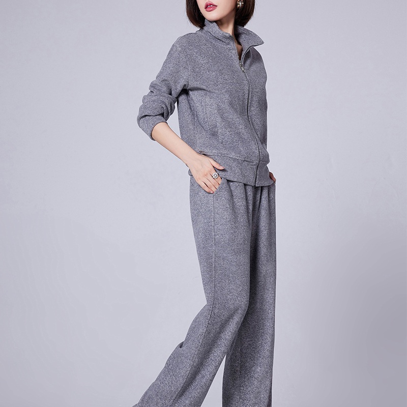 Autumn New Pure Cotton Casual Sports Suit for Women, Stylish Mother's Wear, Cardigan Sportswear, Loose Sweatshirt Two-Piece Set