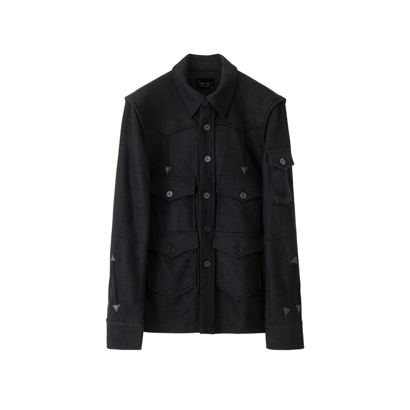 Oriental Dragon Sama Number Nine07Aw Show Style Wool Deconstructed Leather Patchwork Slim Fit Jacket Archive Oriental Dragon Sama Number Nine07Aw Show Style Wool Deconstructed Leather Patchwork Slim Fit Jacket Archive