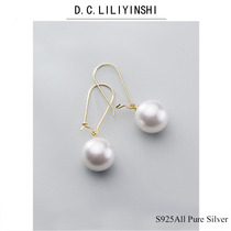 Pearl earrings female sterling silver 2021 New Tide long Net red temperament ear wire senior earrings female French earrings