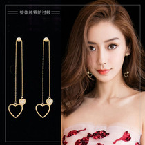 (Lili silver) earrings female sterling silver 2021 pop love thin tassel earrings female long temperament Super fairy