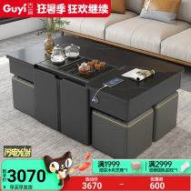 Multifunctional tea table Home intelligent tea table electric lifting integrated Nordic light and luxurious rock plate tea table cooking tea table
