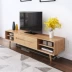 Tủ tivi gỗ sồi trắng gỗ sồi trắng Gu Yi kết hợp tủ tivi kiểu Nhật Bắc Âu hiện đại tối giản phòng khách căn hộ nhỏ tủ trượt sàn - TV TV
