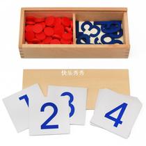Montessori Cards and Counters Wooden Box Numbers and Ch