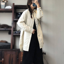 Autumn and Winter 2022 Literary Solid Color Temperament Versatile Polo Collar Cotton Warm Jacket Womens Cotton Clothes Loose Large Size