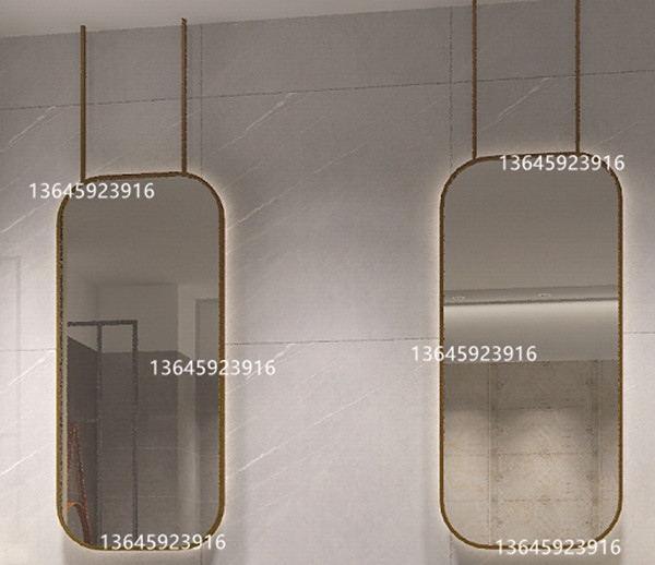 With lamp square mirror ceiling hanging mirror Bathroom Mirror Genguan Mirror Decoration Mirror Hanging Mirror Hotel Folk Gangway Boom mirror-Taobao