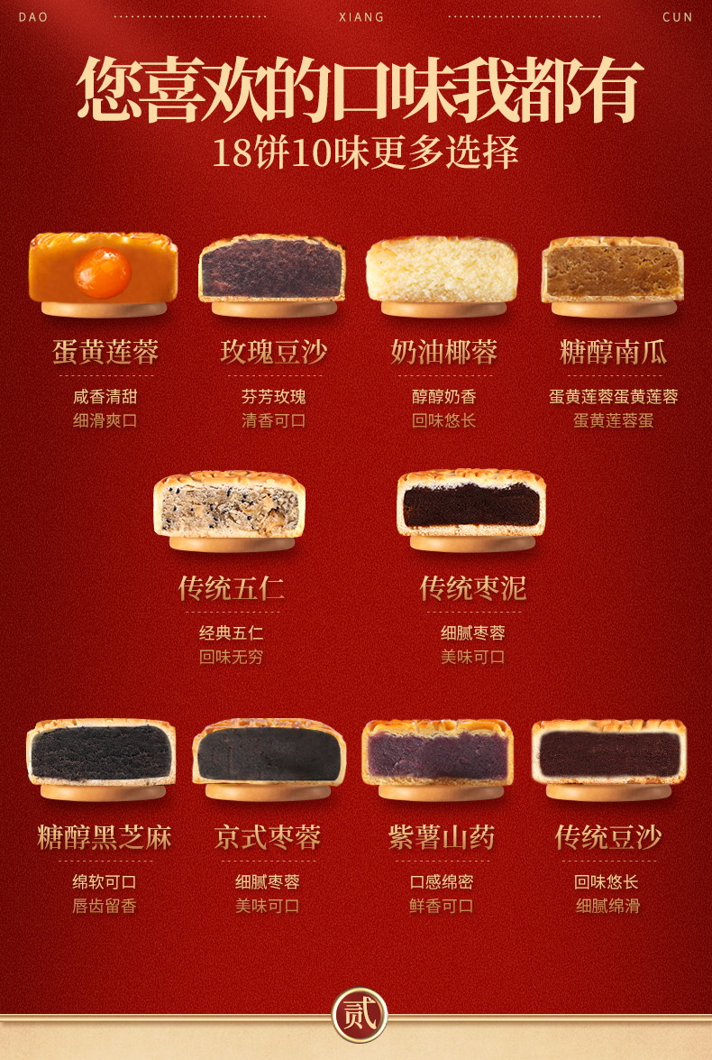 中华老字号 稻香村 上品典礼 中秋月饼礼盒 18饼10味 图2