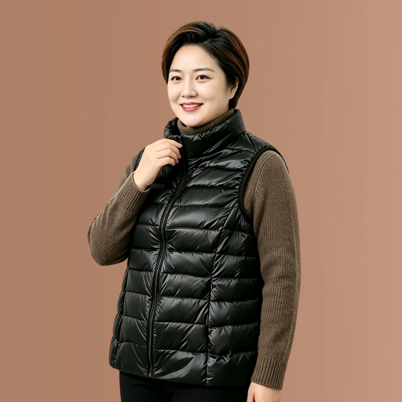 100kg Autumn and Winter Lightweight down Vest for Plus Size Women, Thin down Jacket, Warm Outerwear