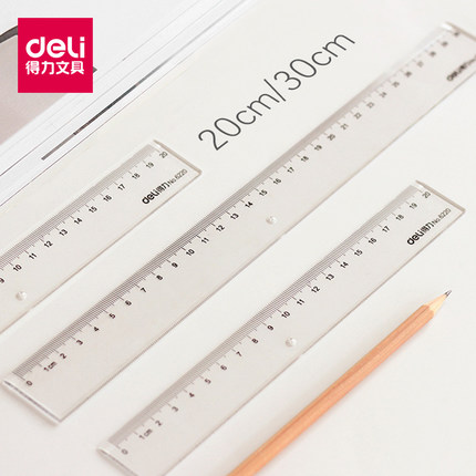 Able ruler transparent plastic ruler Drawing stainless steel long ruler 15 20 30cm 30cm-functional mapping tool