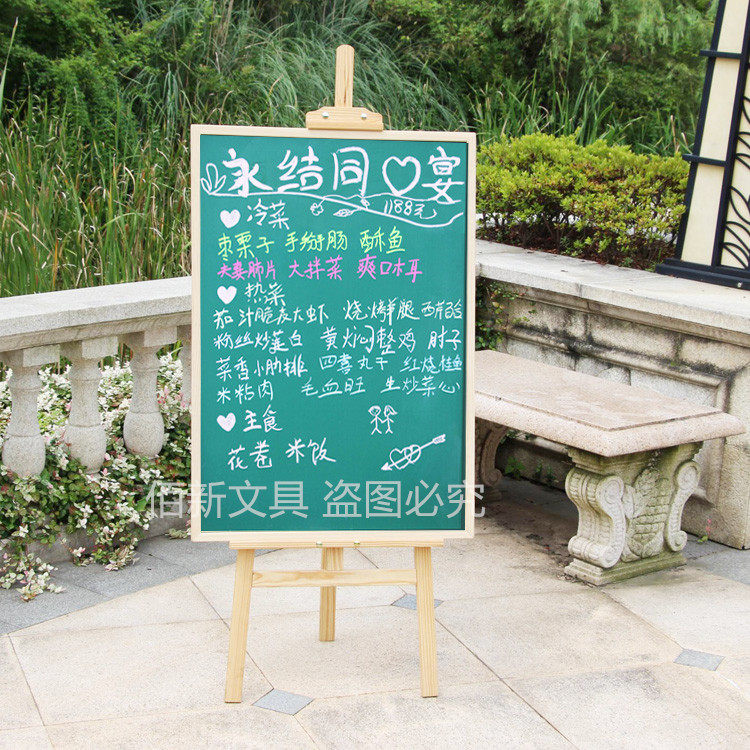 Solid wood vertical bracket type magnetic size blackboard green plate shop dining room menu Billboard Home Hanging Drawing Board