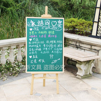 Solid wood vertical bracket type magnetic size blackboard green board Shop restaurant menu billboard Household hanging drawing board