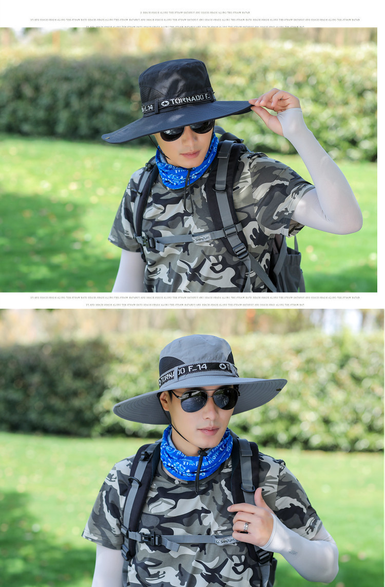 夏季男士户外透气休闲钓鱼大檐遮阳帽