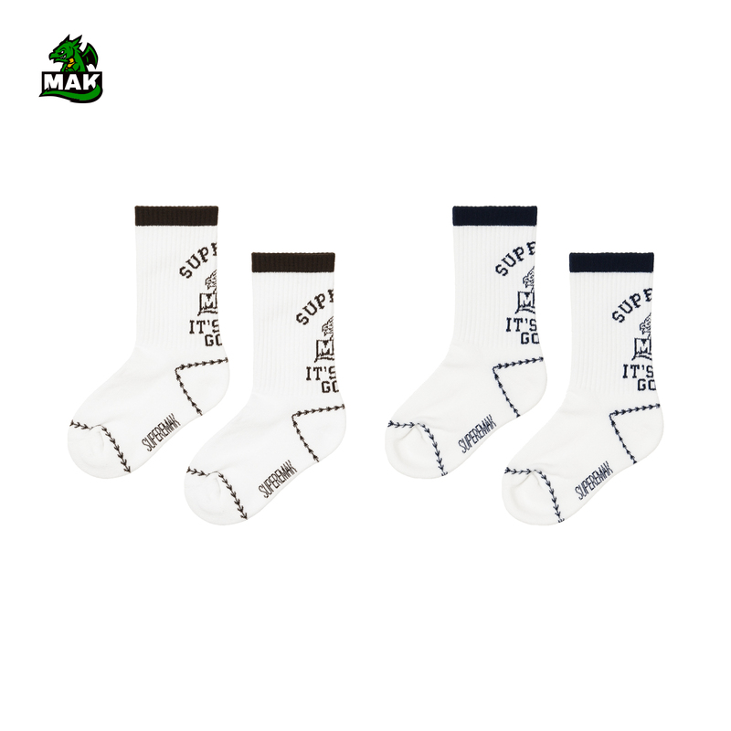 Mak「Fabric Research Institute」2Pairs|Children's Autumn and Winter Logo Jacquard Towel Bottom Warm High Socks Mak「Fabric Research Institute」2Pairs|Children's Autumn and Winter Logo Jacquard Towel Bottom Warm High Socks