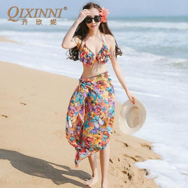 Qi Xinni nữ mới ba mảnh bikini chia váy che mặt bảo thủ che bụng nhỏ áo tắm CY0707 - Bikinis