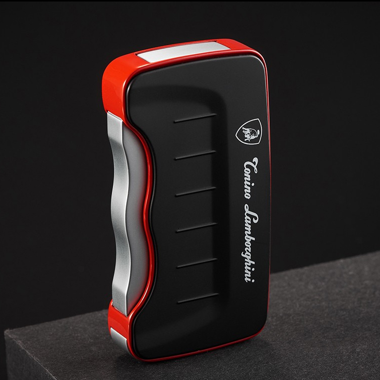 Internet celebrity Lamborghini lighter straight to the windproof blue flame TTR14 gas press flip cover portable key chain type