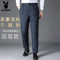 Playboy middle-aged and elderly down pants mens winter outer trousers for the elderly thickened and warm high-waisted dad wear