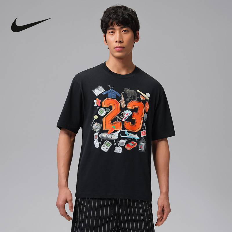 Nike Nike Spring and Summer New Men's Black Printed Loose Breathable Sports Casual Short-Sleeved T-Shirt Ir6305-010 Nike Nike Spring and Summer New Men's Black Printed Loose Breathable Sports Casual Short-Sleeved T-Shirt Ir6305-010