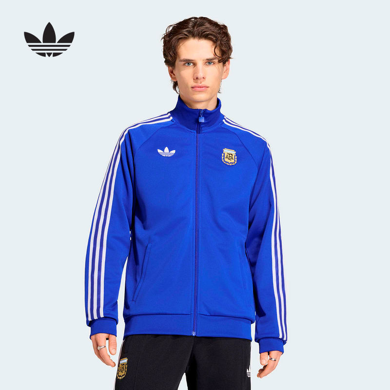 Adidas Argentina Football Culture Slim-Fit Jacket 2026 Spring Men's Knitted Jacket Jz6305 Adidas Argentina Football Culture Slim-Fit Jacket 2026 Spring Men's Knitted Jacket Jz6305