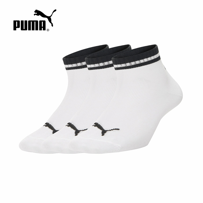Puma Ankle Socks 2025 Autumn Unisex White Sports Style Short Socks 3 Pairs 907919-01