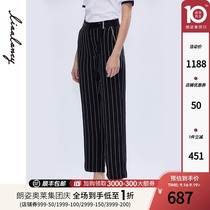 Liya womens 2020 Spring stripes thin black wide legs casual loose wide legs suit pants shopping mall same model