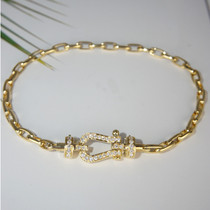 AU750 rose gold USA imports D color mosanstone full drill horseshoe buckle bracelet bracelet 18K white gold 100 hitch ring