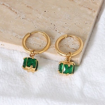 18K rose gold rose import mosanstone single drilling green drill ear ring AU750 Zum mother green lantern Temperament Ear Accessories