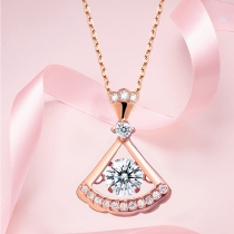 18K Rose Gold Import D Color Group Inlaid Mosanstone Hearse Action Hollowed-out Small Skirt Character White Gold Necklace brief Lock Bone Chain
