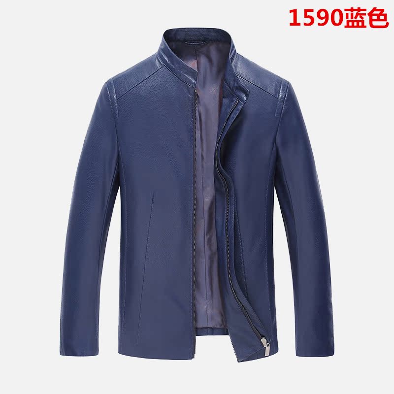 Áo khoác nam trung niên mùa xuân và mùa thu nam cổ áo khoác da mỏng áo khoác nam trung niên áo khoác da PU - Quần áo lông thú áo khoác da nam