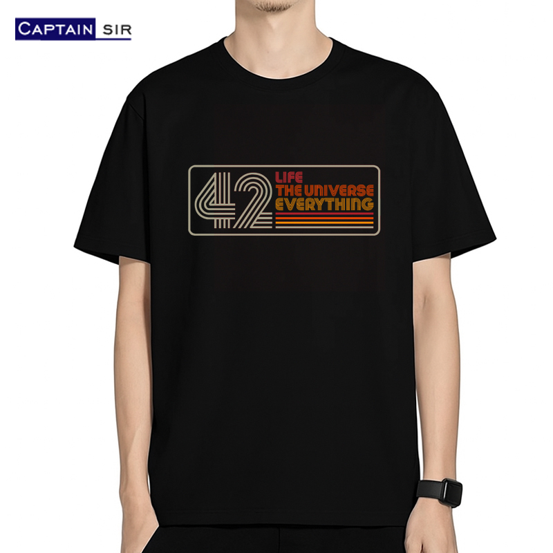 The Ultimate Answer to the Universe 42: Hitchhiker's Guide to the Galaxy Creative Pattern Movie Merchandise Short Sleeve T-Shirt Pure Cotton