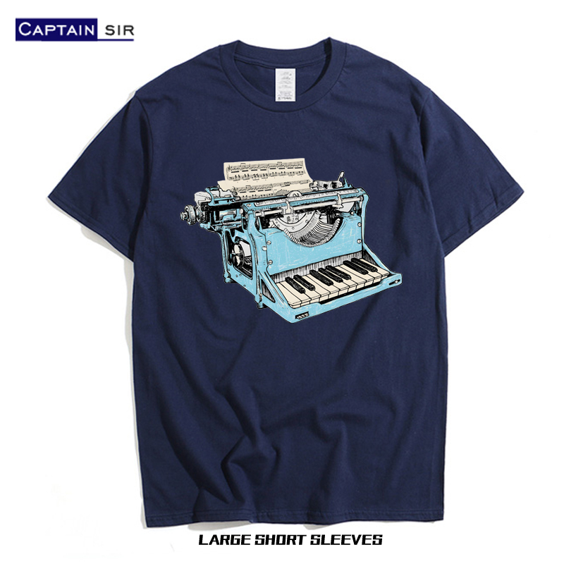 Musician Creative Design Vintage Mechanical Piano Fun Print Music Art Student Short Sleeve T-Shirt 100% Cotton