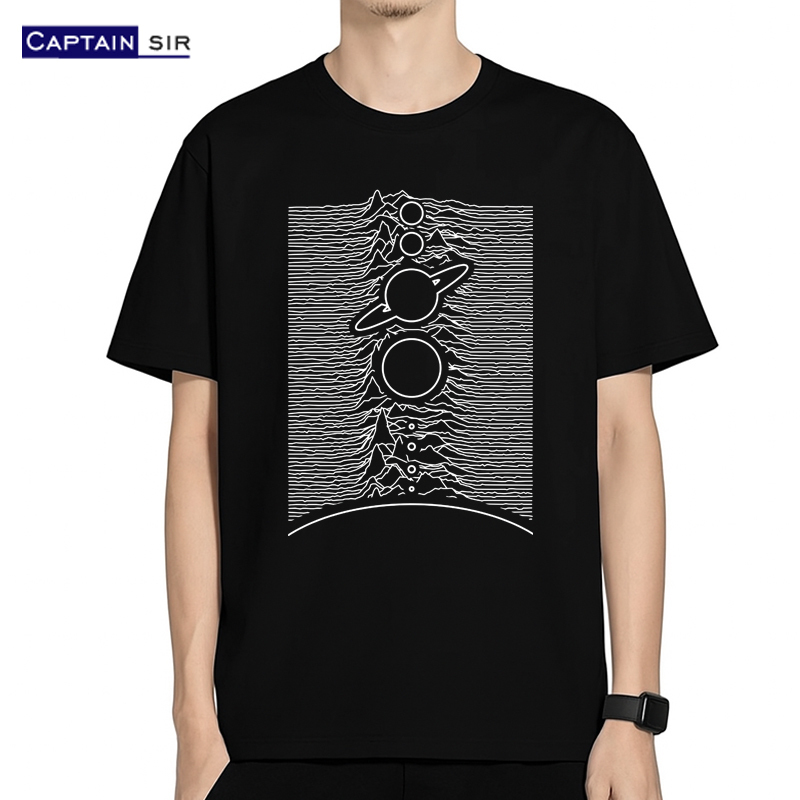 Space Planets and Celestial Bodies Spoof Joy Division Funny Graphic Short-Sleeved T-Shirt Cotton