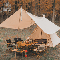 Three small donkeys outdoor Indian tent cotton fabric Sky Curtain Camp Thickened Rain Pyramid Spire Top Camping Tent