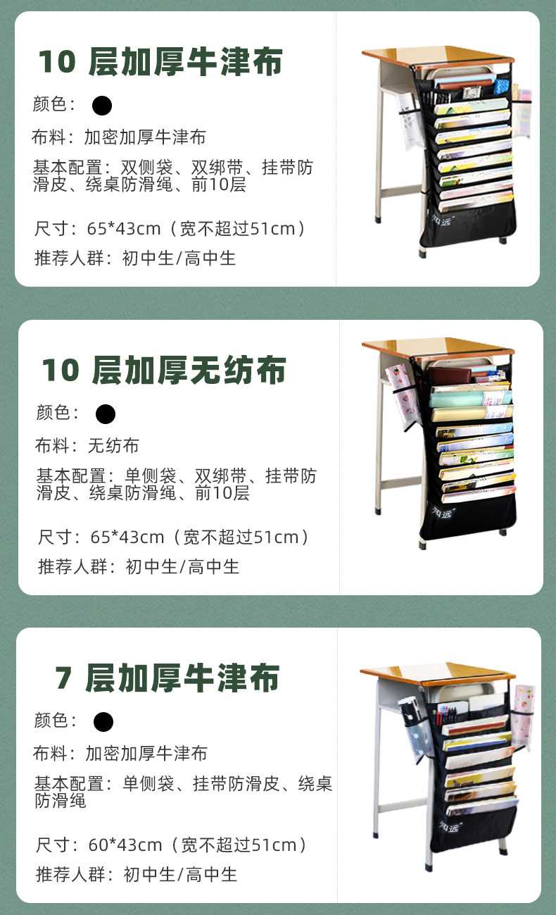 学生书桌挂袋 多功能书本收纳神器 图12