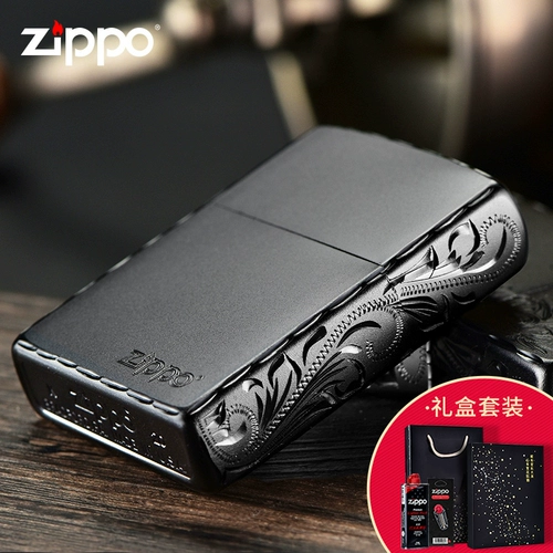 Играя на более легкую Zippo подлинную черную матовую резьбу с ограниченной индивидуальной гравировкой для мужчин Zppo Kerosene, Zhibao Ginuine